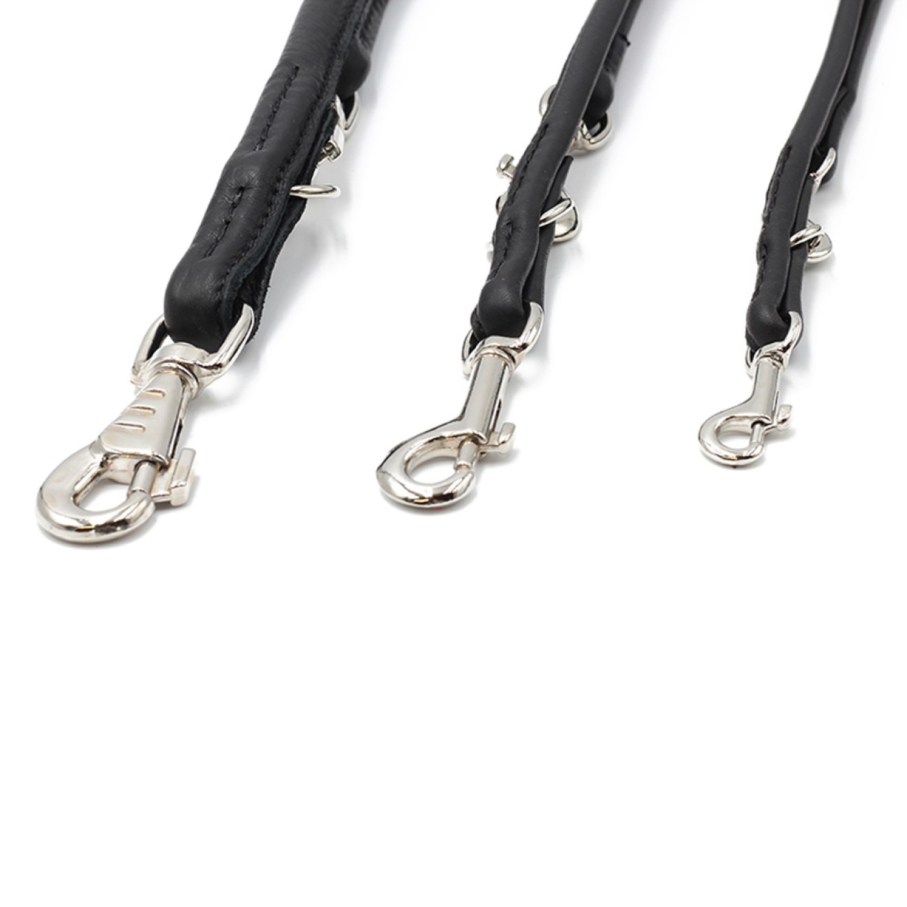 Rundgenähte Hundeleine Nappaleder schwarz 120, 200, 300 cm
