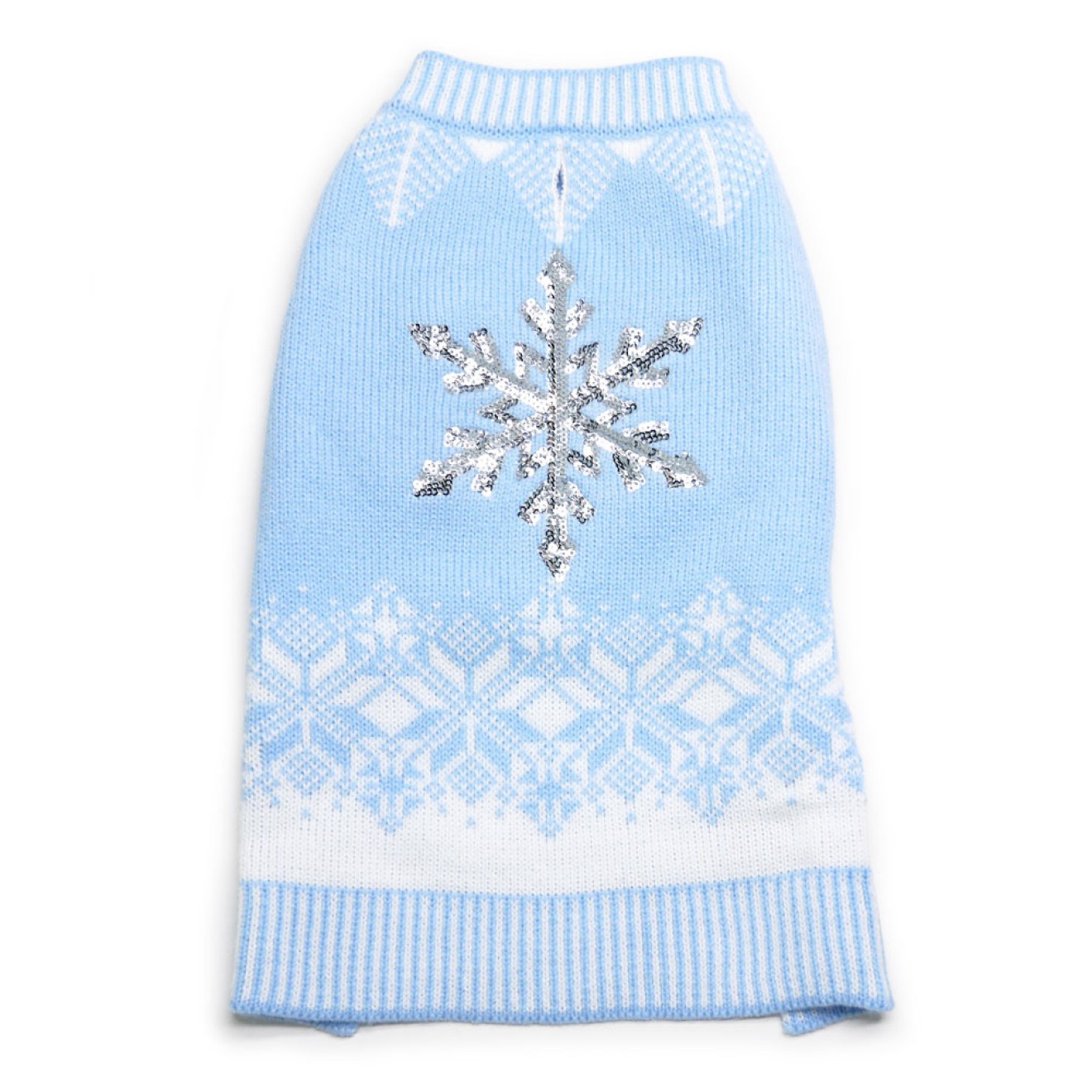 Strick-Hundepulli Shiny Snowflake iceblue