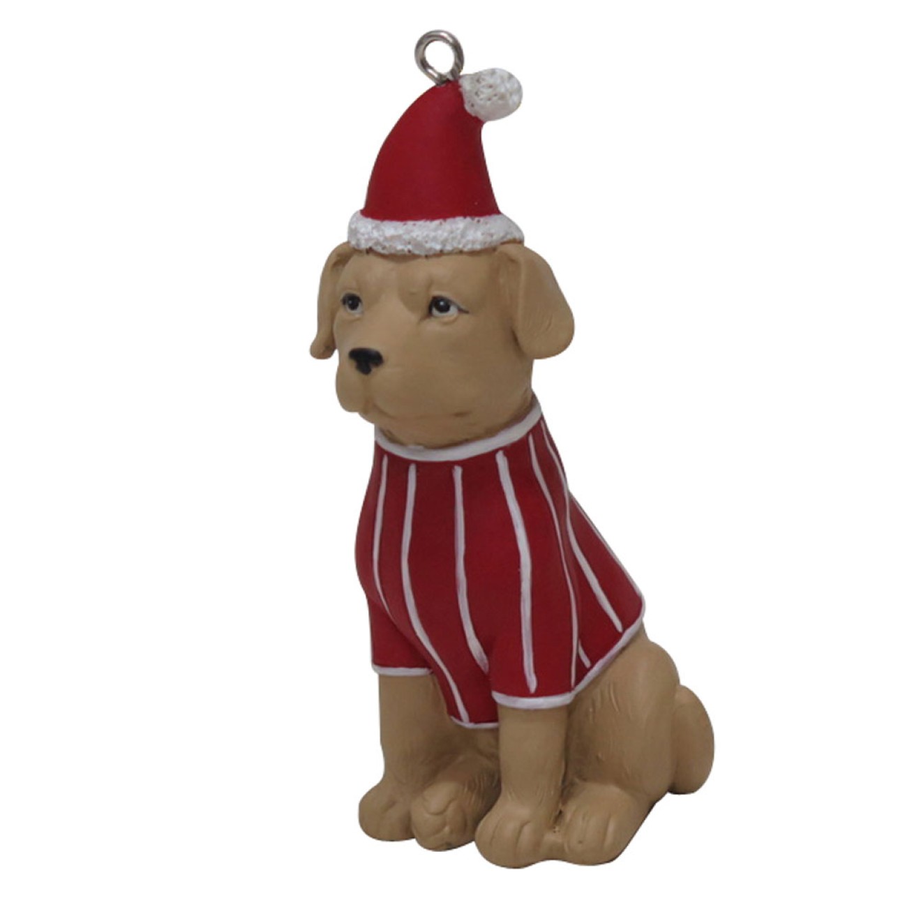 Weihnachtsbaumanhänger Hund mit Weihnachtsmütze