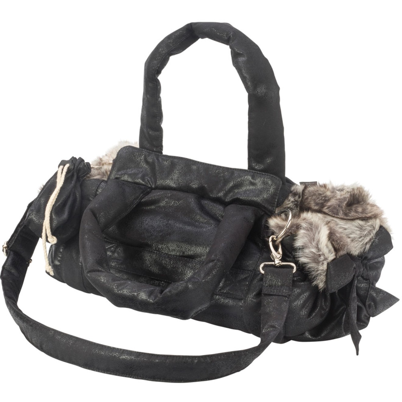 TG&L Hundetasche Bellagio Vintage anthrazit Chinchilla Webpelz