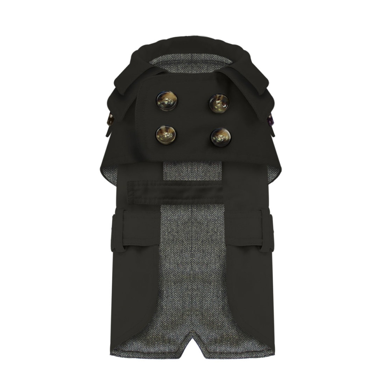 Hunde-Trenchcoat Black Wings für kleine Hunderassen