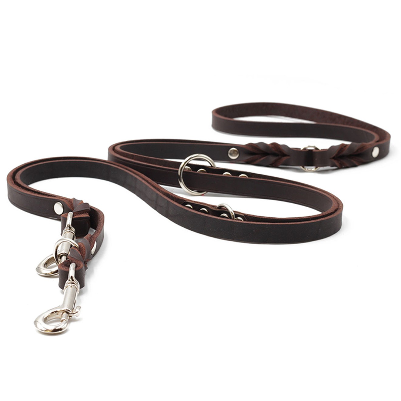 Klassische Umhängeleine Leder braun 3 m