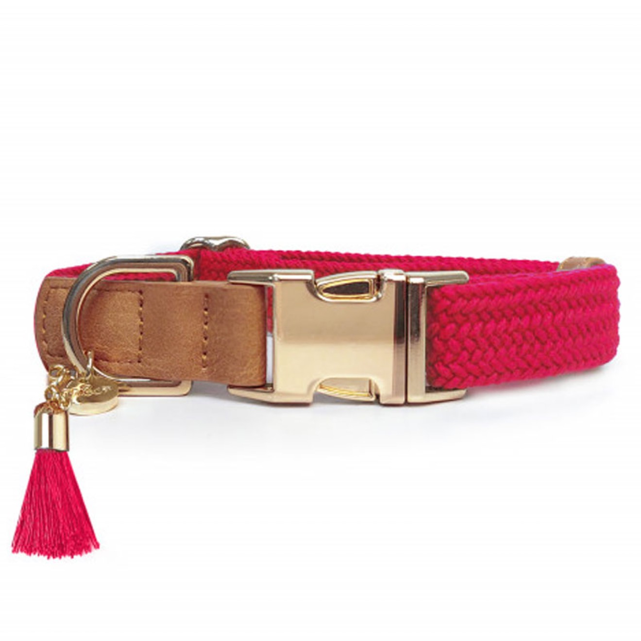 Milk & Pepper geflochtenes Hundehalsband KAYA Fuchsia