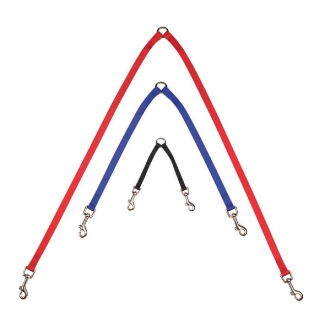 Koppel-Hundeleine für 2 Hunde, 30 cm, schwarz, rot