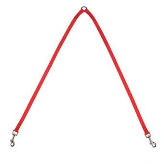 Koppel-Hundeleine für 2 Hunde, 60 cm, schwarz, rot