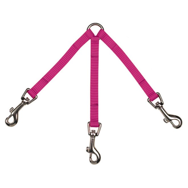 Koppel-Hundeleine pink für 3 Hunde 30 cm