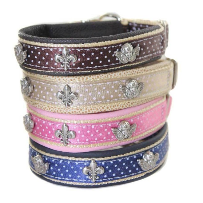 Lederhalsband mit Nylon Schutzengel crema Gr. 3