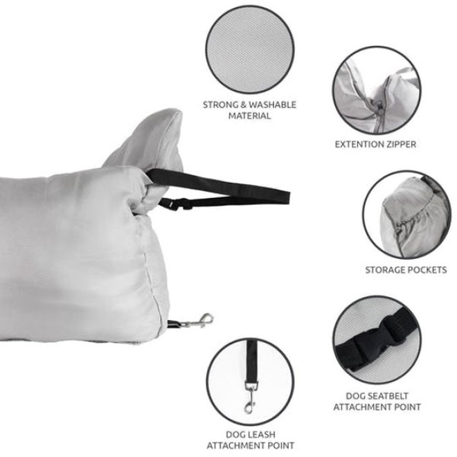 Luxus-Hundeautositz wasserabweisend grau-beige