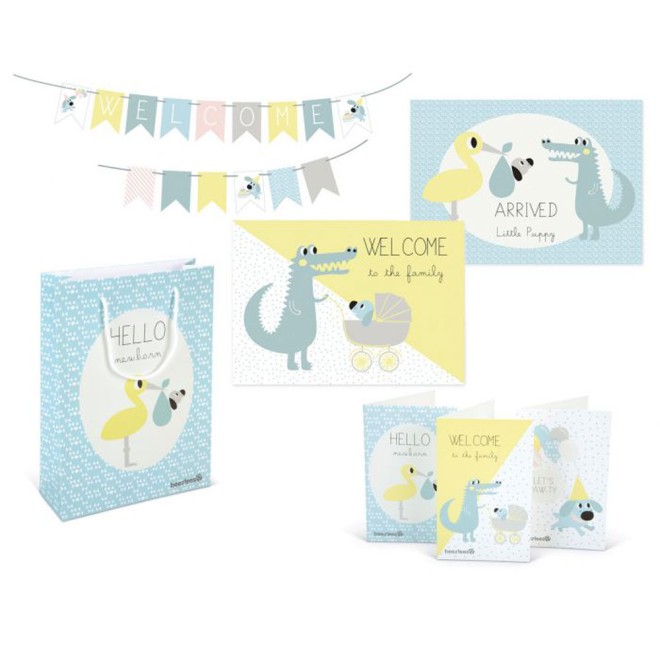 Beeztees Welcome Puppy Postkarten, Poster, Girlanden und Tüten