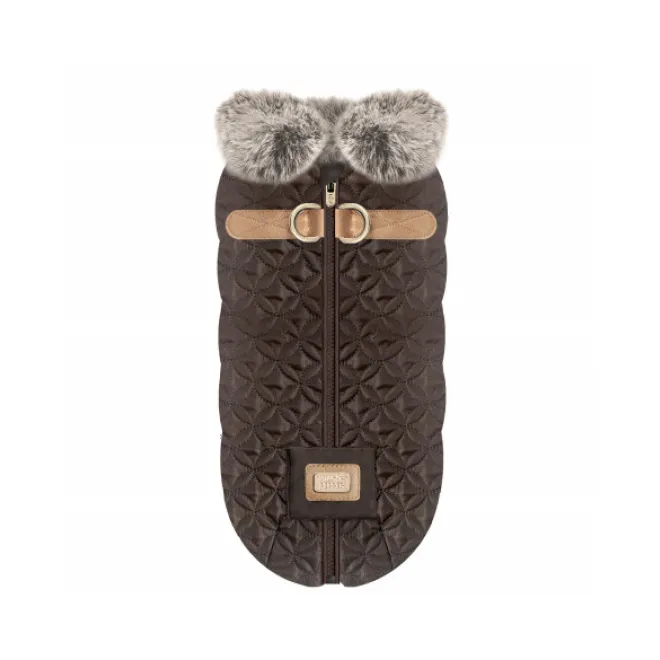 Daunenjacke BERYL braun mit abnehmbaren Kragen von Milk & Pepper