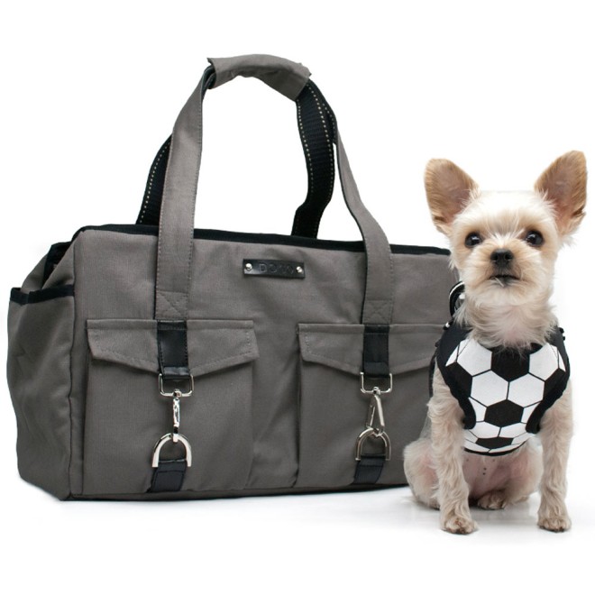 Edle Canvas-Hundetasche NYC-Style charcoal in 2 Größen