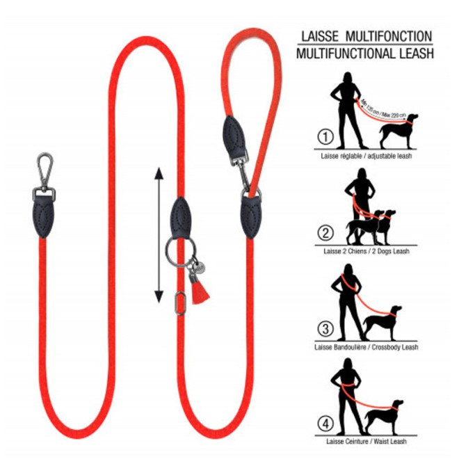 Milk & Pepper Multifunktionsleine KAYA Orange mit Quaste