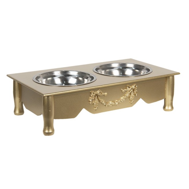 Doppel-Futternapf für Hunde im Landhausstil gold