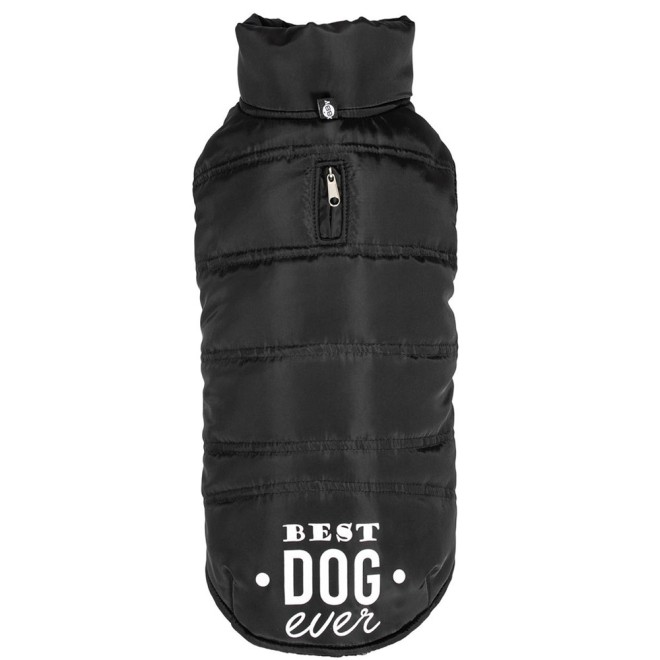 Warm gefütterter Hundemantel BEST DOG ever schwarz
