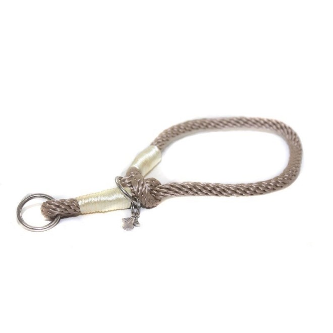 Tau-Hundehalsband mit Zugstopp natur-creme