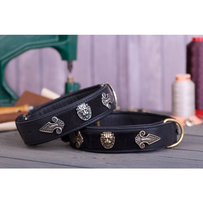 Halsband Mittelalter Löwenköpfe schwarz