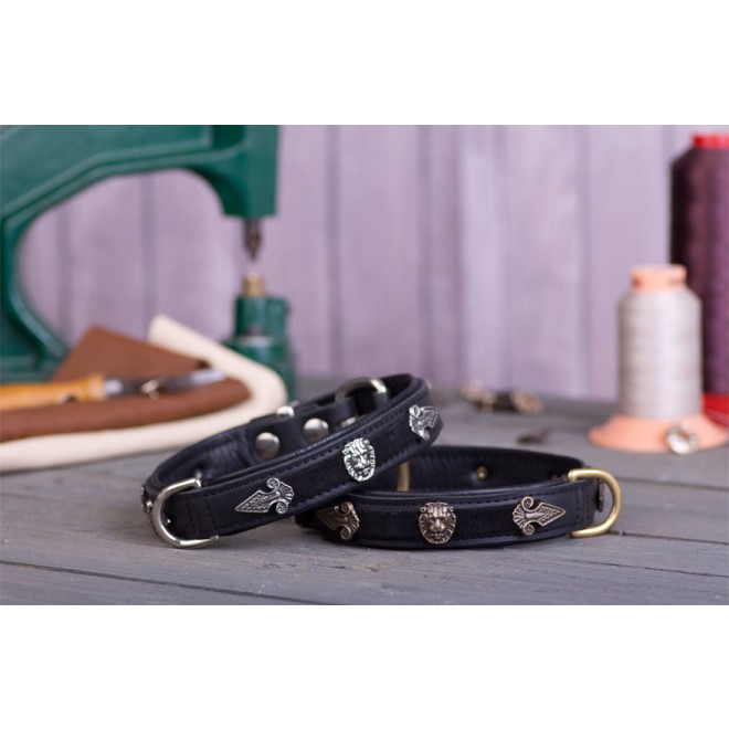 Halsband Mittelalter Löwenköpfe schwarz