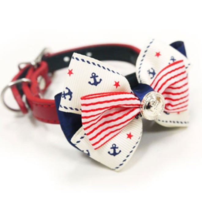 Halsbandverzierung Schleife Marine-Look