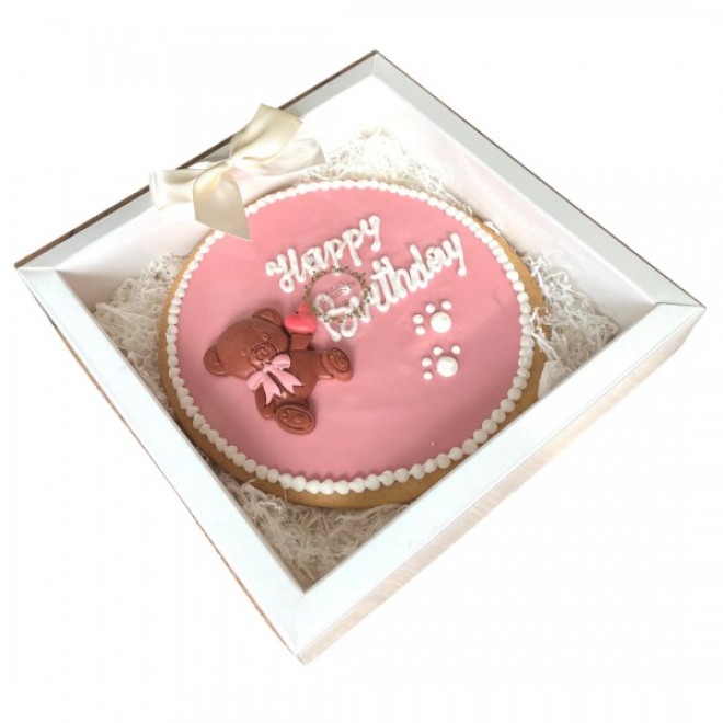 Hunde-Geburtstagstorte Happy Birthday rosa & hellblau 380 g