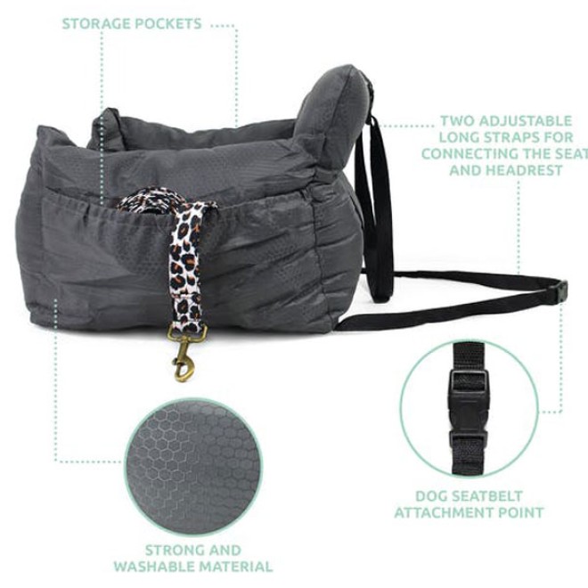 Autositz und Hundebett 2in1 dunkelgrau
