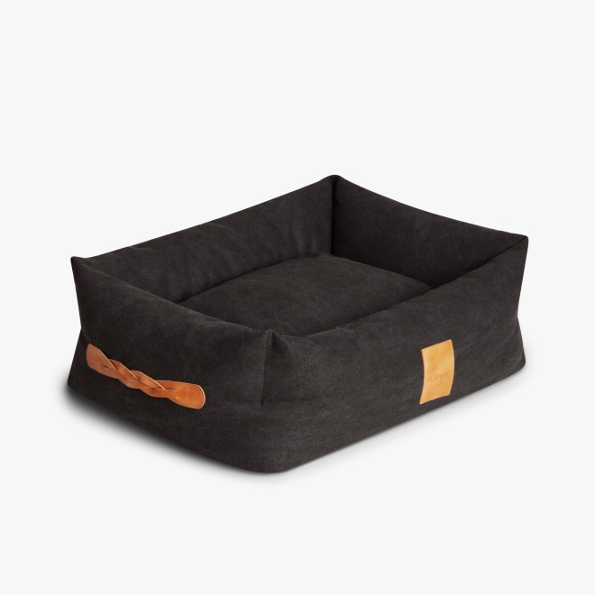 Hundebett Classic mit Leder-Details anthrazit