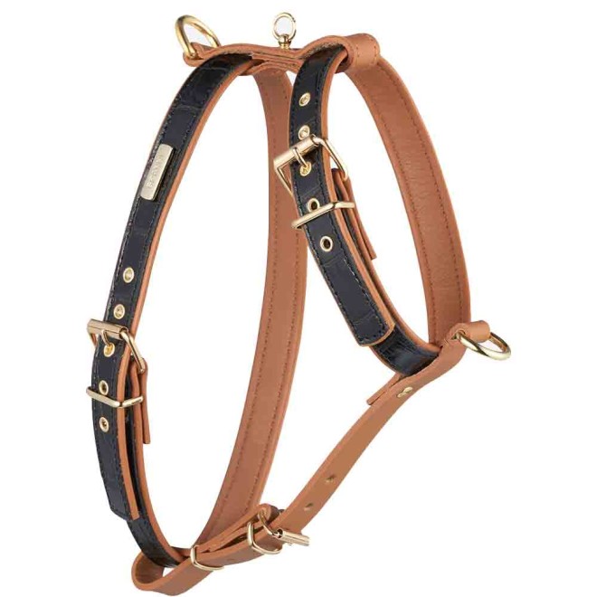 Exklusives Hundegeschirr Leder Milano Black