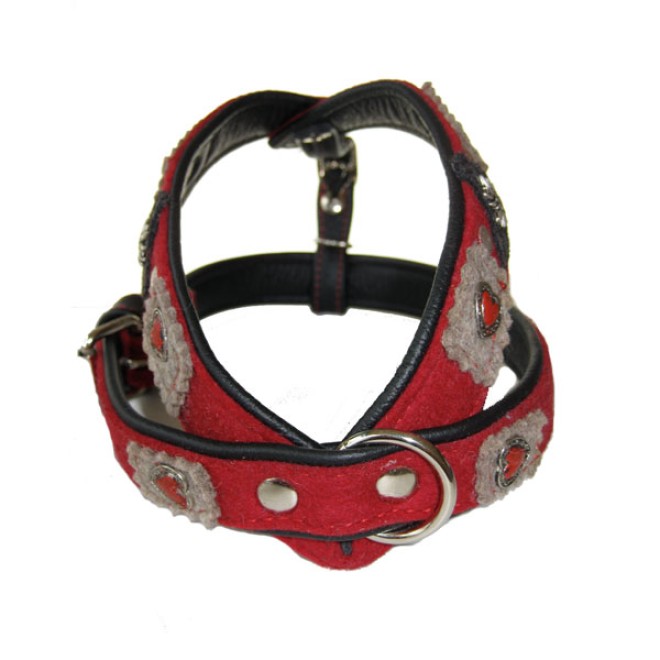 Hundegeschirr Spatzerl Nappleder/Filz, 40 bis 70 cm Bauchgurt