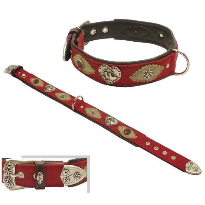 Hundehalsband Herzilein Nappleder/Filz, 60 cm Länge