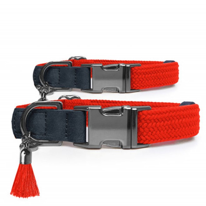 Milk & Pepper geflochtenes Hundehalsband KAYA Orange mit Quaste