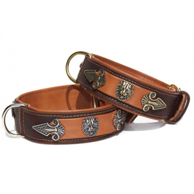 Halsband Mittelalter Löwenköpfe braun