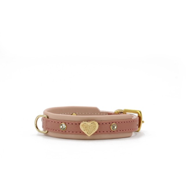 Leder-Hundehalsband Mon Amour mini mit Strassherzen