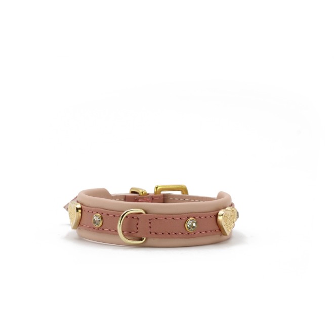 Leder-Hundehalsband Mon Amour mini mit Strassherzen