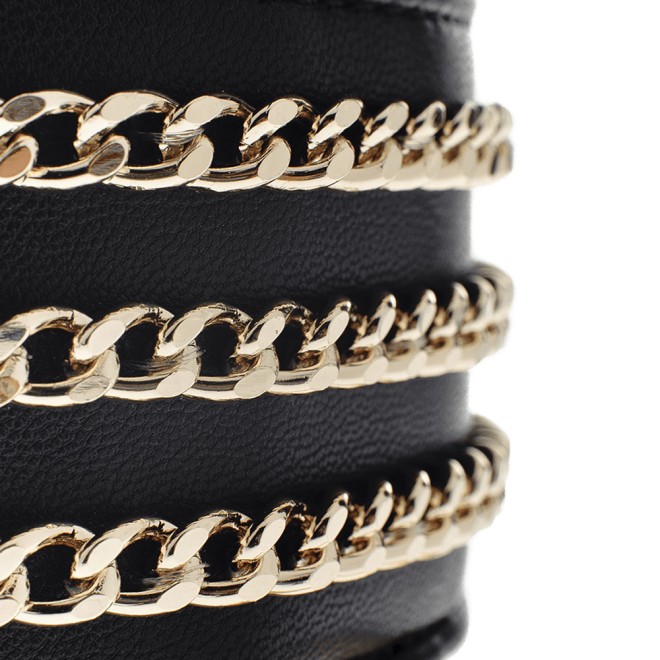 Breites Hundehalsband DangeRouge black mit goldenen Ketten