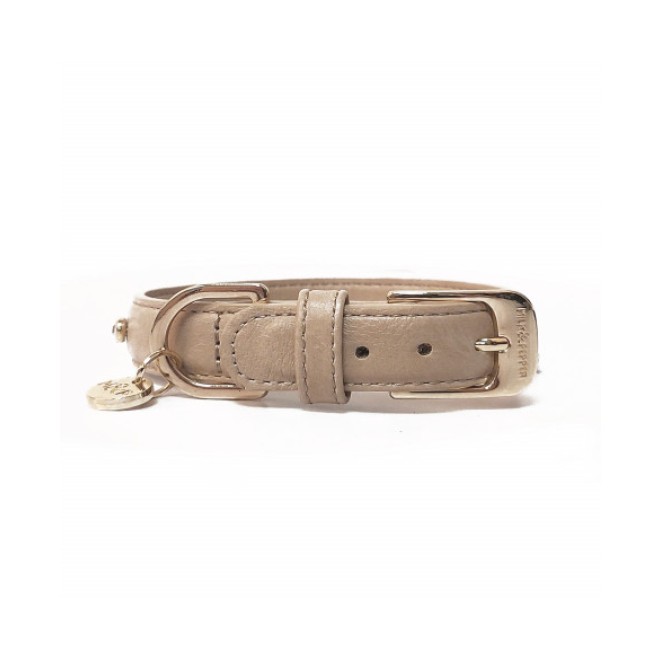 Hundehalsband Trafalgar beige mit goldener Kette