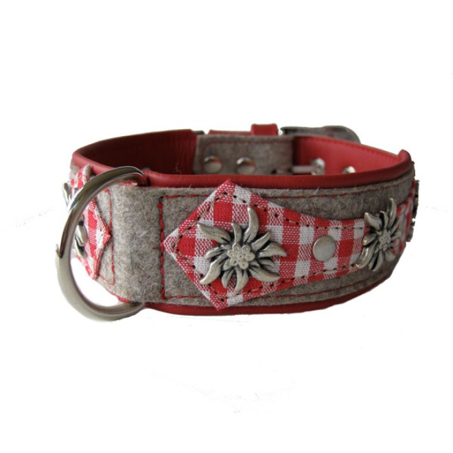 Hundehalsband Miss Bavaria Nappaleder/Filz, 45 - 75 cm Länge