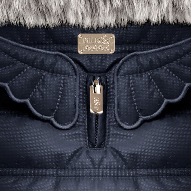 Milk & Pepper Hundejacke Céleste mit Fellkragen und Flügeln