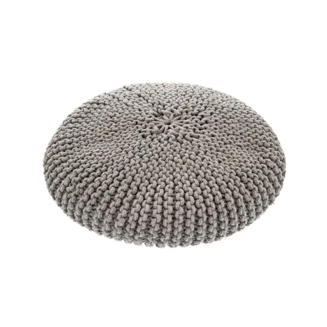 Hundekissen Macramé Pouf grau