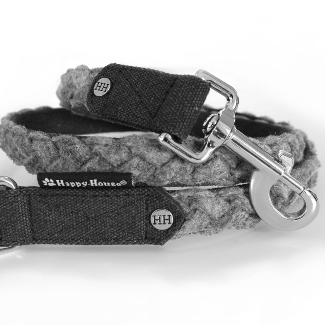 Geflochtenes Filz-Hundehalsband HH grau Gr. S