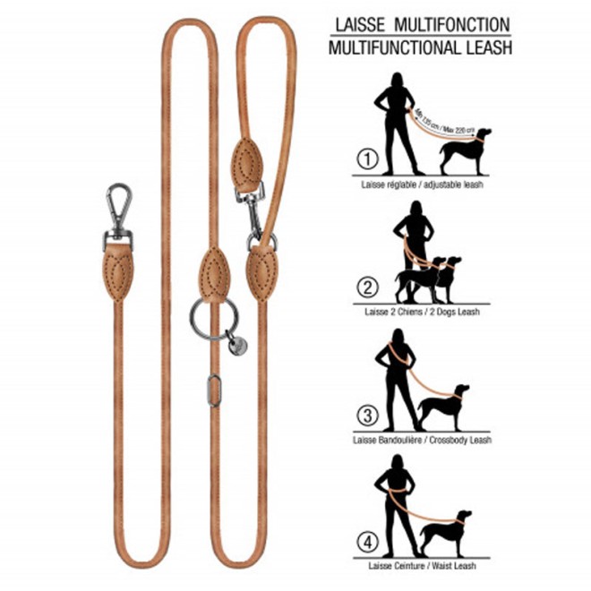 Milk & Pepper Hundeleine NELSON zum Umhängen cognac