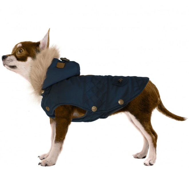 Hundemantel Royal Dog mit Kapuze und Fellkragen