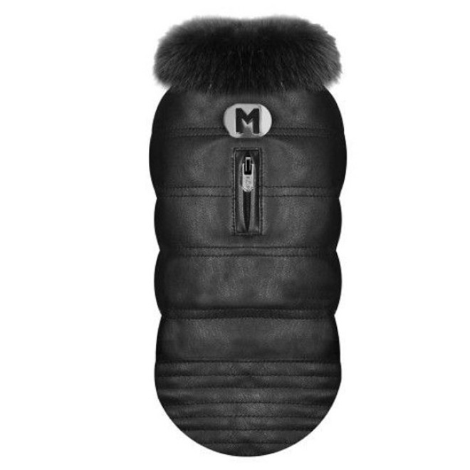 Milk & Pepper Hundemantel Marlon mit Kunstfell-Kragen schwarz