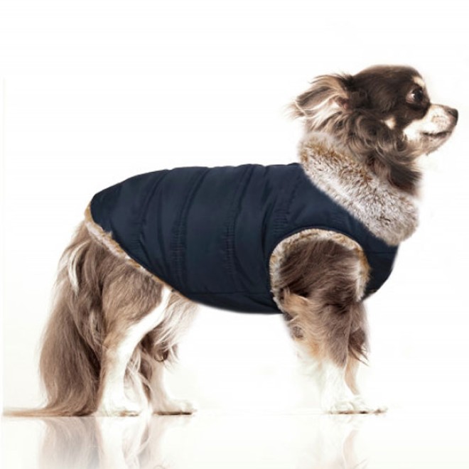 Milk & Pepper Wende-Hundemantel Vadim navy mit Plüsch