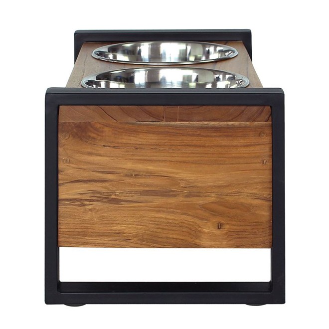 Teakholz-Doppelnapf Industrie Design