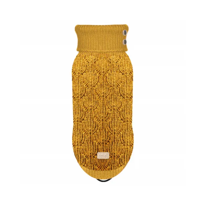 Jacquard-Hundepullover CALY Senf für kleine bis mittelgroße Rassen