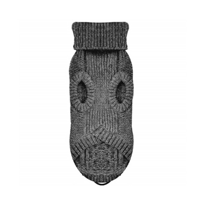 Hundepullover KEELAN grau mit Strickmuster auch für Mops und Bully