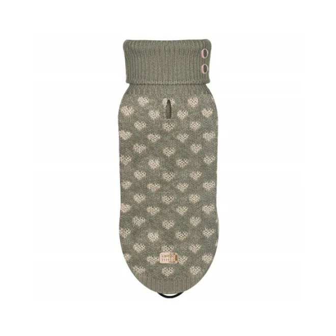 Hundepullover ALICE khaki mit Herzen