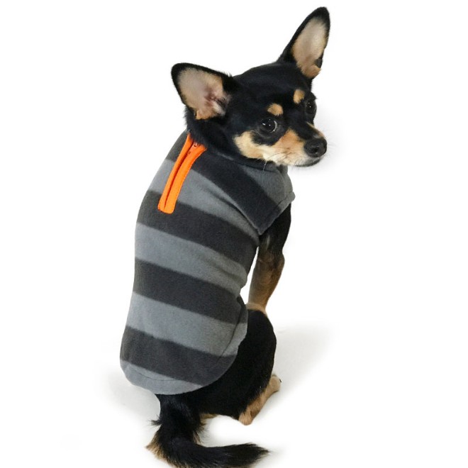 Fleece-Hundepullover grau/orange mit Zipper - neue Kollektion aus NYC