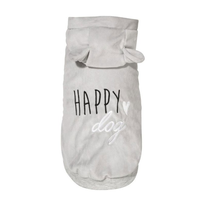 Weicher Hundepullover HAPPY dog mit Ohren-Kapuze und Herzstickerei 26XS