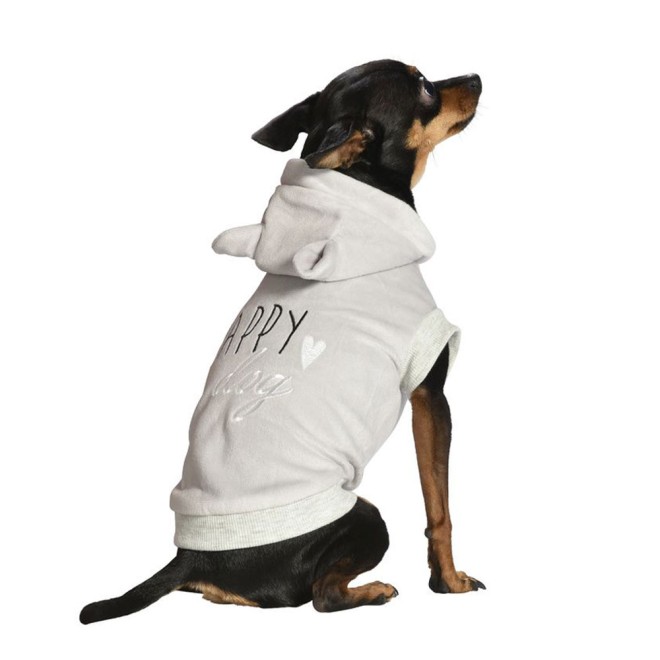 Weicher Hundepullover HAPPY dog mit Ohren-Kapuze und Herzstickerei 26XS