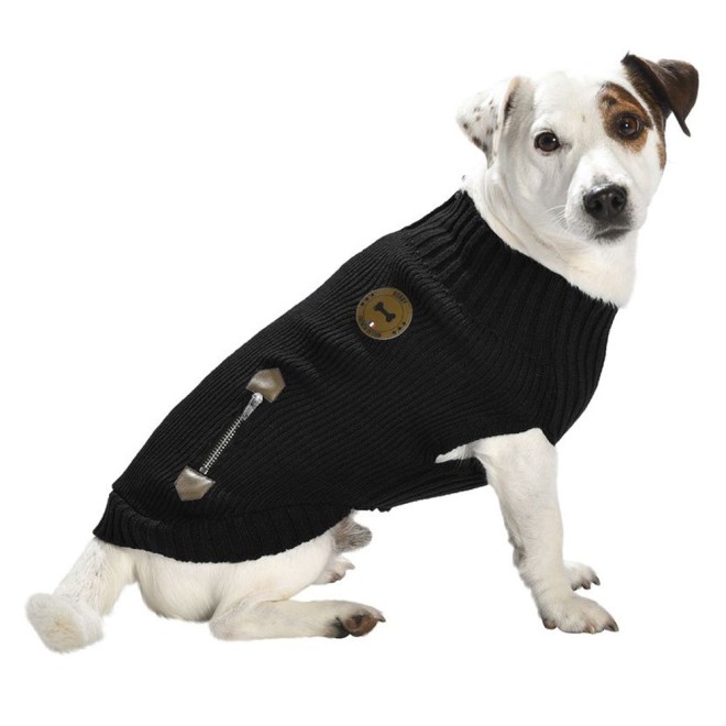Hundepullover Brit Look mit Stehkragen schwarz